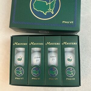 Titleist ProV1 golf balls. Masters Augusta National Golf Club logo. RARE, NEW.